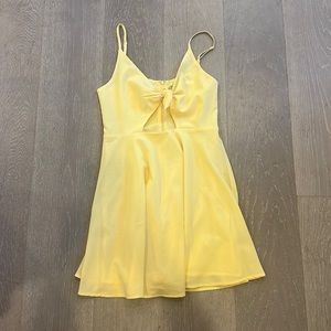Yellow front tie mini dress